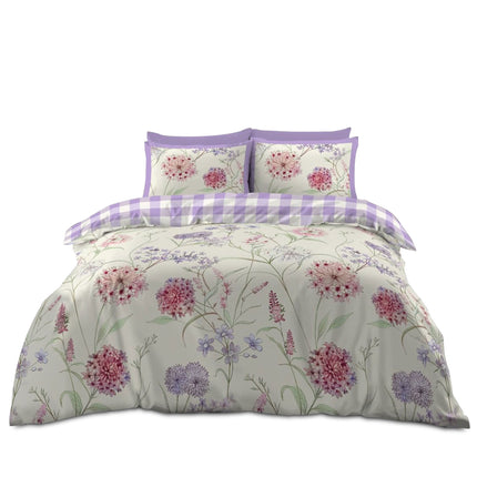 Printed botanical spring duvet cover set with floral pattern and matching pillowcases.
Soft, breathable bedding set ideal for single, double, and king size beds.