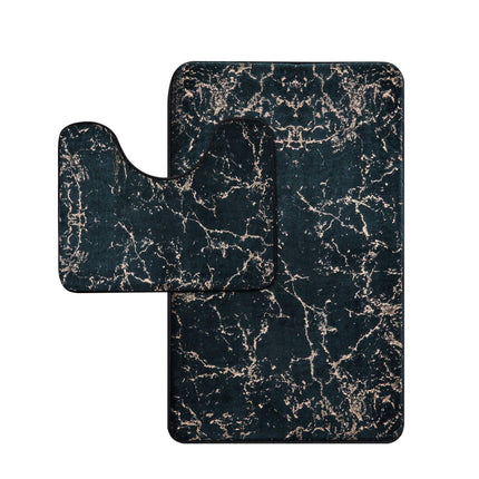 This set of bathroom rugs has a sleek and elegant marble-like pattern, blending dark tones with light beige or white streaks. The larger rectangular rug provides a stylish foundation, while the U-shaped rug is designed to fit neatly around the base of a toilet, adding both comfort and functionality.

The pattern gives a sophisticated, modern vibe—perfect for a bathroom refresh! Are you considering these for your space, or would you like suggestions on complementary décor?