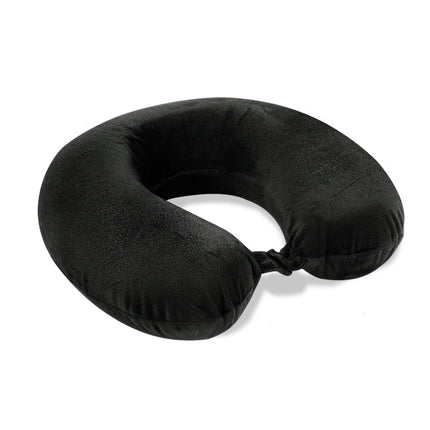 This black U-shaped neck pillow is designed for ultimate comfort and support during travel or relaxation. Made from a plush, soft material, it gently cradles the neck, promoting proper alignment and reducing strain. Its ergonomic design ensures a snug fit, while the front clasp adds extra stability, preventing the pillow from slipping. Whether on long flights, road trips, or simply unwinding at home, this pillow provides a cozy and practical solution for maintaining a relaxed posture.