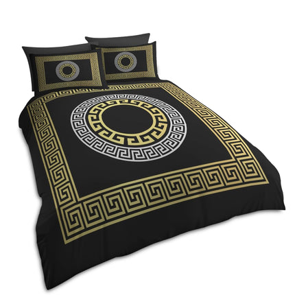 Luxury meets tradition in the Black/Gold Greek Key Duvet Cover Set. Featuring a bold black base accented with rich gold Greek key detailing, this set exudes opulence and classic charm. Perfect for elevating any bedroom, it’s made with ultra-soft microfiber for a silky touch and easy care.