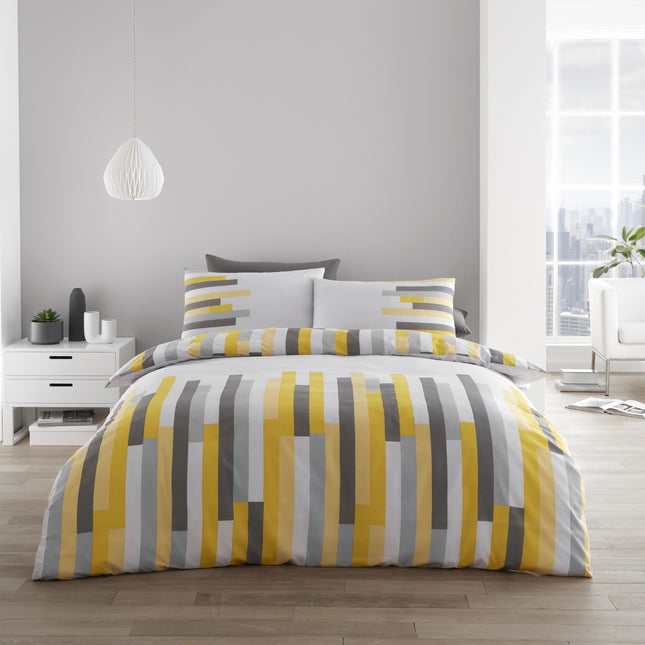 The Blocks Duvet Cover Set brings a chic, modern look to your bedroom. The ochre color adds a hint of warmth and sophistication to any decor. Made of a high-quality cotton blend, this set is sure to keep you comfortable and cozy all night.
