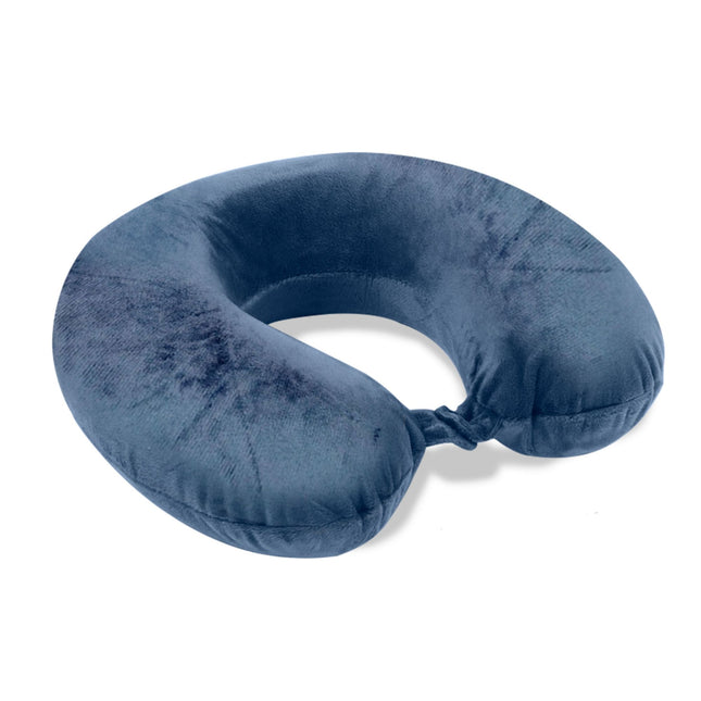 This blue U-shaped neck pillow is crafted for superior comfort and support during travel or relaxation. Made from a plush, velvety material, it offers a gentle cushion for the neck, helping to maintain proper posture and reduce strain. Its ergonomic design ensures a snug fit, while its soft texture adds a touch of luxury. Whether for long journeys, quick naps, or simply unwinding at home, this pillow provides a cozy and practical solution for enhanced relaxation.