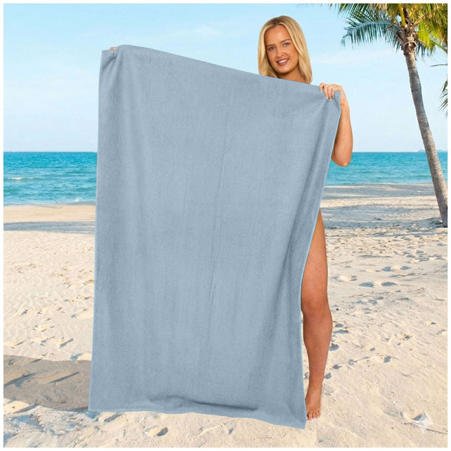Classic blue oversized towel with a clean look and a comfortable, absorbent fabric feel.