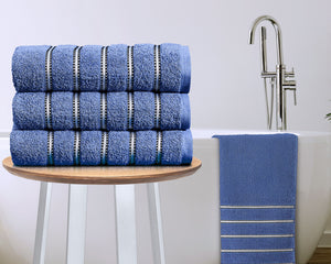BROMLEY STRIPE Bath Sheet in Blue soft quick dry absorbent striped towel