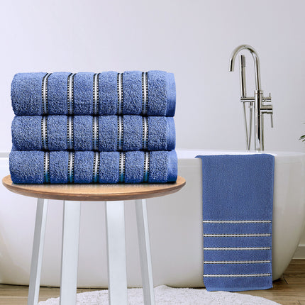 BROMLEY STRIPE Bath Sheet in Blue soft quick dry absorbent striped towel