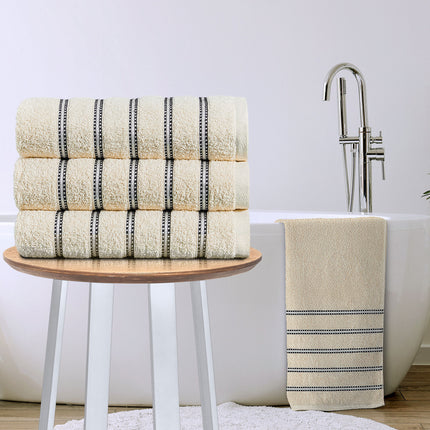 BROMLEY STRIPE Bath Sheet in Bone neutral soft absorbent striped bath sheet
