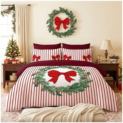Microfibre Xmas Bow Licious Christmas Duvet Cover Set with Matching Pillowcases for Festive Bedroom