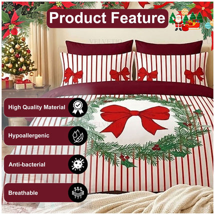 Cosy Xmas Bow Licious Microfibre Christmas Duvet Cover Set for a Warm and Festive Bedroom Look