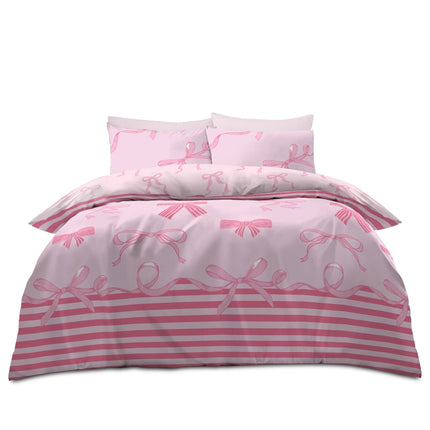 Cute bows duvet cover set with matching pillowcases and soft fabric finish.
Perfect bedding set for stylish and modern bedroom décor.