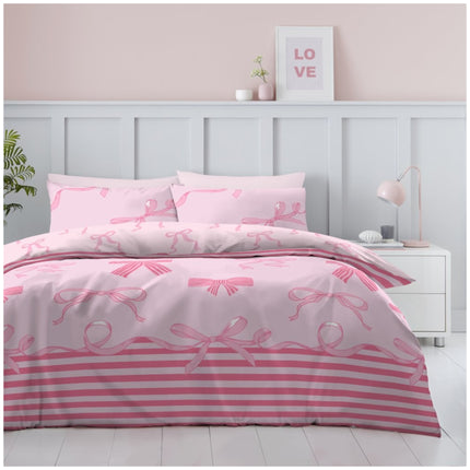 Printed bow pattern duvet cover set designed for a cozy and elegant look.
Ideal for girls room and aesthetic bedroom styling.