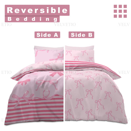 Reversible duvet cover set offers two beautiful looks in one design.
Easily flip the sides to refresh your bedroom style anytime.