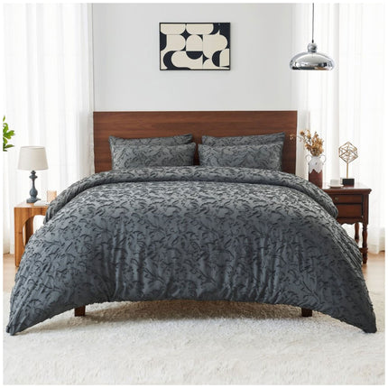 Charcoal Signature Hereford duvet cover set with rich textured fabric and a sophisticated contemporary appearance.