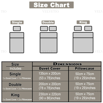 Available in all standard sizes: Single, Double, Queen, and King.
Perfectly tailored dimensions ensure a neat and comfortable bedding fit.