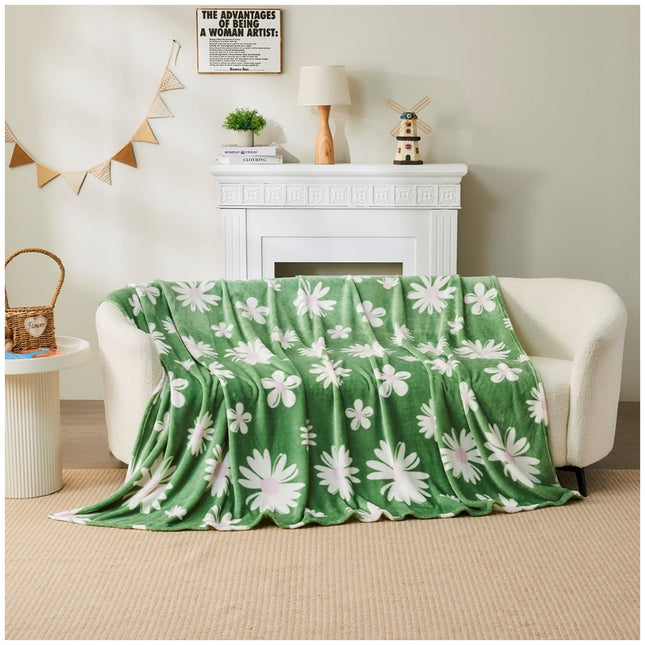 Daisy Flower Pattern Flannel Throw – Stylish home blanket with a beautiful floral-inspired appearance, ideal for relaxing at home while adding a soft, cosy and decorative layer to bedrooms and living rooms.