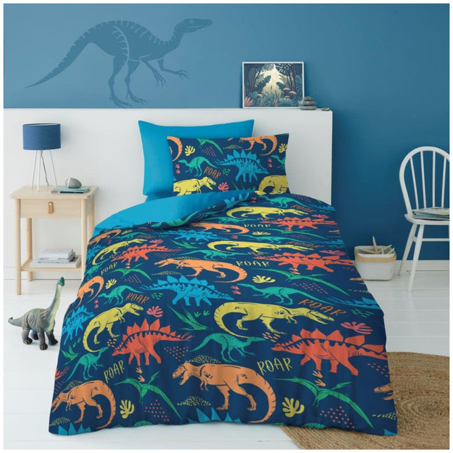 Unleash your child’s imagination with the Dino Roar Boy Duvet Cover Set, crafted from 100% soft microfiber polyester for ultimate comfort and durability. This playful bedding set features an exciting dinosaur roar design in vibrant colors that brings a prehistoric adventure right to your little one’s bedroom.