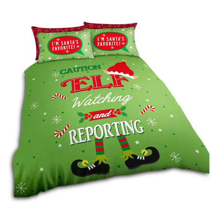 Made from soft, breathable polycotton, this cozy quilt cover set is comfortable, lightweight, and durable – ideal for chilly winter nights. It also includes matching pillowcases printed with the fun phrase “I’m Santa’s Favorite!” for a cheeky and cheerful holiday touch.c