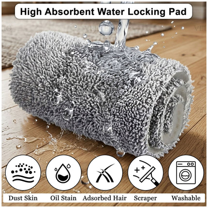 Flat Squeeze Mop Cleaning Kit Featuring A Foldable Bucket And Three Microfiber Pads For Wet And Dry Household Cleaning