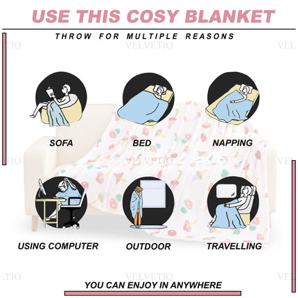 Unique Mushroom Inspired Decorative Throw – Cosy blanket featuring a charming funky mushroom pattern, perfect for adding extra comfort and an artistic decorative element to bedrooms, living rooms and comfortable seating areas.