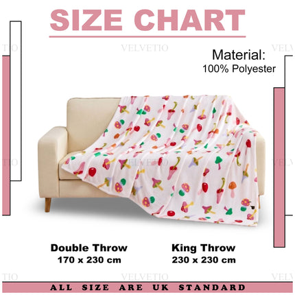 Funky Mushroom Flannel Home Blanket – Soft decorative throw designed with an attractive mushroom-inspired pattern, offering a comfortable layer for relaxing while creating a fun, modern and distinctive look in your home.