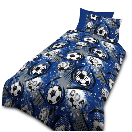 Fuel your little champion’s dreams with the Goal Blue Boy Duvet Cover Set, crafted from 100% soft microfiber polyester that delivers a cozy and breathable sleep environment. Featuring a vibrant soccer goal and ball design in bold blue tones, this duvet cover set brings sporty energy and fun to any kid’s bedroom.