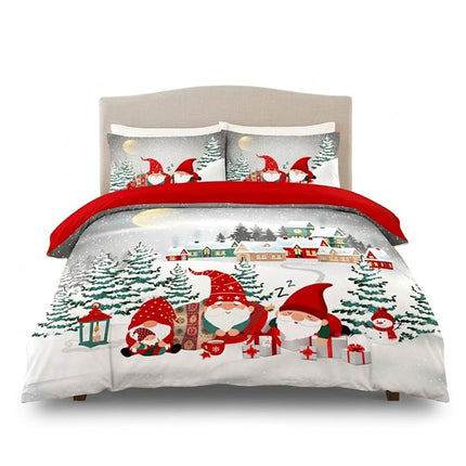 Microfibre Gonkmas Snuggle Christmas Duvet Cover Set with Matching Pillowcases for Festive Bedroom