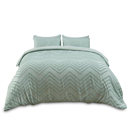Modern bedroom featuring microfiber duvet cover set