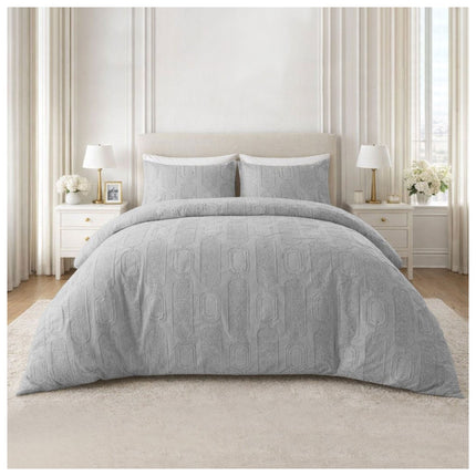 Grey Signature Links duvet cover set with stylish geometric motifs and a sophisticated modern finish.