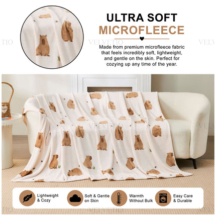 Playful Happy Capybara Home Throw – Cosy decorative blanket with a delightful capybara-themed appearance, designed for everyday comfort and ideal for styling over sofas, chairs, beds and other relaxing spaces.
