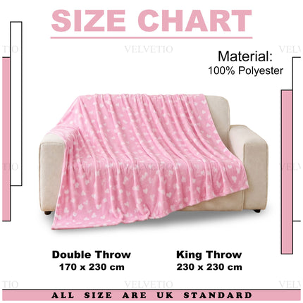 Elegant Hearts Flannel Decorative Throw Cosy and stylish blanket showcasing a distinctive heart pattern, suitable for bedrooms, living rooms and armchairs while bringing warmth, comfort and a charming decorative accent to your home.