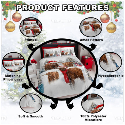 Reversible duvet cover offers two festive styles in one for quick and easy bedroom updates during the holidays.