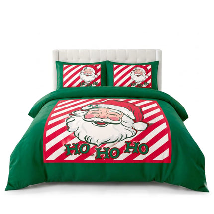 Ho Ho Santa Microfibre Christmas Duvet Cover Set with Festive Santa Design for Bedroom