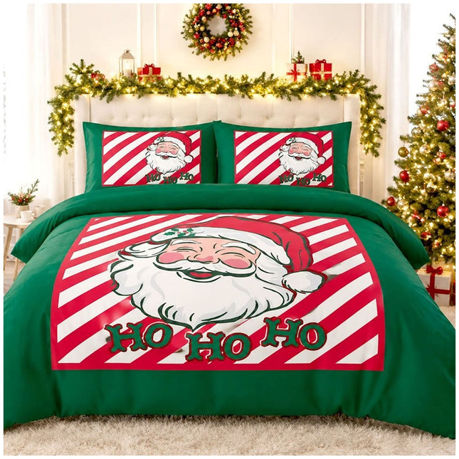 Christmas Ho Ho Santa Bedding Set in Soft Microfibre Fabric with Coordinating Pillowcases