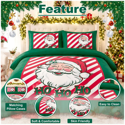 Santa Ho Ho Christmas Microfibre Bedding with Seasonal Duvet Cover for Cosy Winter Nights