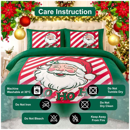 Ho Ho Santa Xmas Duvet Cover Set Featuring a Cheerful Christmas Inspired Microfibre Design