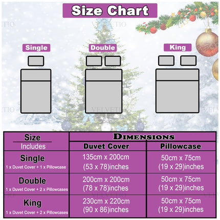 Available in Single, Double, and King sizes, each with matching standard-size pillowcase(s).