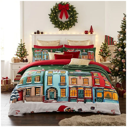 Home at Christmas Microfibre Bedding Set with Christmas Duvet Cover and Coordinating Pillowcases