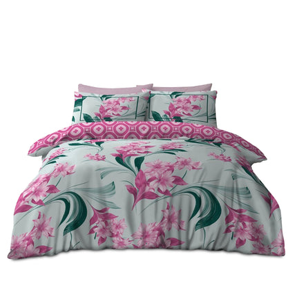 Leni floral duvet cover set with matching pillowcases and elegant design.
Soft and breathable bedding set perfect for modern bedrooms.