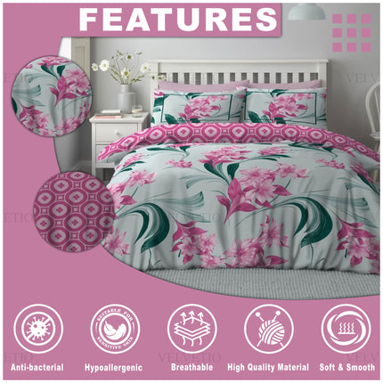 Stylish floral pattern enhances bedroom décor with a fresh look.
High-quality print stays vibrant after repeated washing.