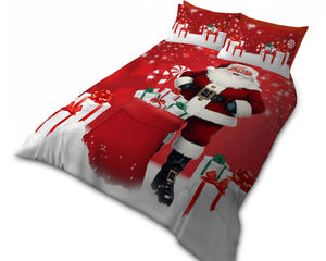 Transform your bedroom into a winter wonderland with the Jolly Santa Christmas Duvet Cover Set. Designed with vibrant Santa Claus prints and holiday motifs, this bedding set instantly fills your space with Christmas joy and warmth.