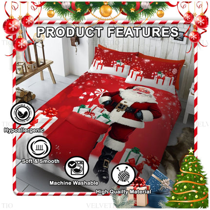 Each set includes a duvet cover and matching pillowcases, creating a coordinated festive look. Whether you’re decorating a guest room, a child’s room, or your own, this set brings a playful, joyful atmosphere to any space.