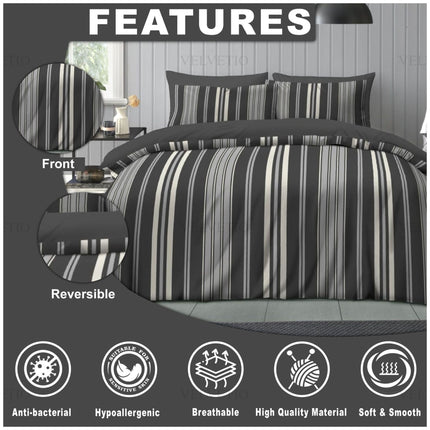 Modern stripe pattern enhances bedroom décor with a stylish look.
High-quality design remains vibrant after multiple washes.