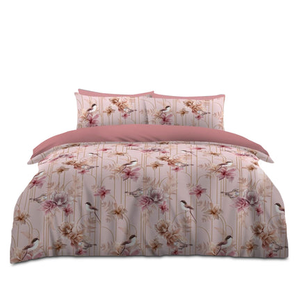 Kamala floral and bird duvet cover set with matching pillowcases design.
Soft microfiber bedding set perfect for elegant and nature-inspired bedrooms.