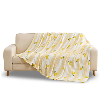 Lemon Fruit Throw for Home Décor – Decorative blanket featuring a distinctive citrus-inspired design, styled as a bright accent for sofas, beds, lounge chairs and comfortable seating areas around the home.