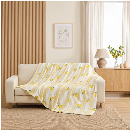 Citrus Themed Lemon Home Blanket – Attractive throw blanket with a playful fruit-inspired appearance, suitable for adding a fresh decorative feature to bedrooms, living rooms, reading corners and relaxation spaces.