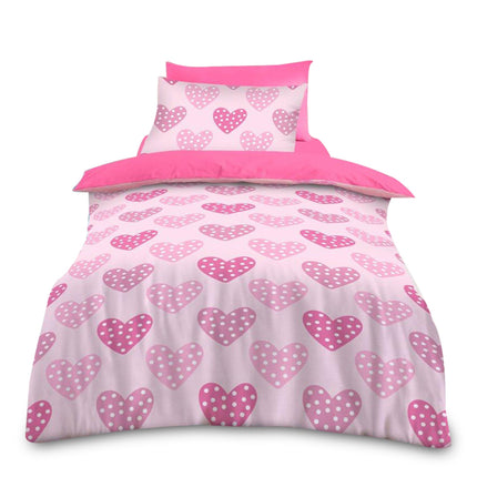 Let your little one fall asleep surrounded by love! The Love Hearts Girl Kid Duvet Cover Set features a sweet and stylish heart pattern in soft pastels, bringing a cheerful, affectionate touch to any bedroom. Designed with both comfort and cuteness in mind, this set is made from 100% soft microfiber polyester, offering a cozy, breathable feel that's perfect for all seasons.