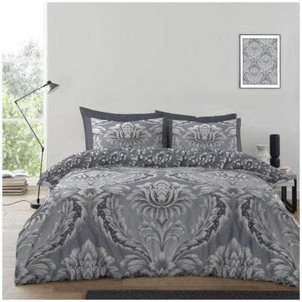 Printed Maria Damask bedding set featuring an elegant floral damask pattern.
Adds a sophisticated and stylish touch to any bedroom décor.