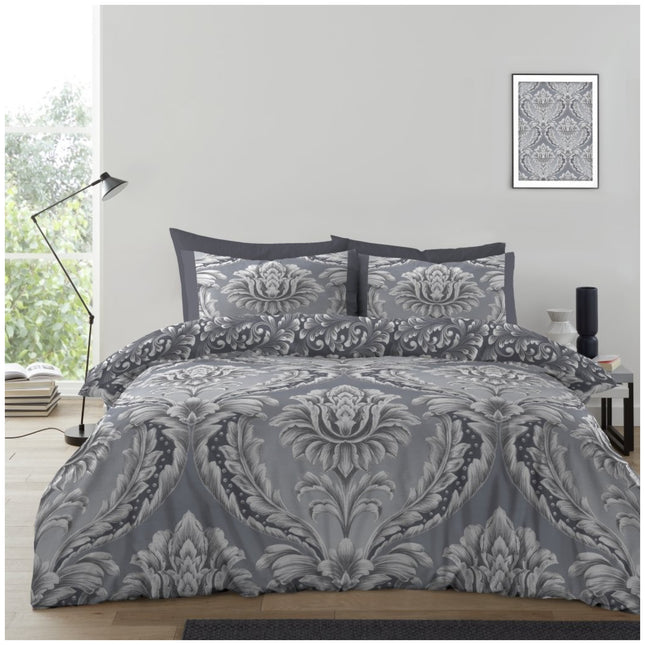 Printed Maria Damask bedding set featuring an elegant floral damask pattern.
Adds a sophisticated and stylish touch to any bedroom décor.