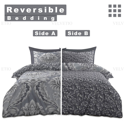 Reversible duvet cover set offers two stylish and elegant looks in one design.
Flip sides easily to refresh your bedroom style anytime.
