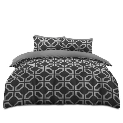 Macus Geo duvet cover set with matching pillowcases and modern geometric design.
Soft microfiber bedding set perfect for contemporary bedrooms.
