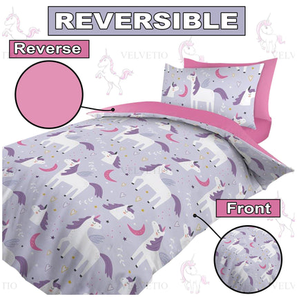 Bring bedtime to life with the Magical Unicorn Reversible Duvet Cover Set — a cozy, whimsical, and high-quality bedding essential that adds charm to any child’s room. Featuring an adorable unicorn-themed front and a solid pink reverse, this 2-in-1 design gives you flexible styling in seconds!


